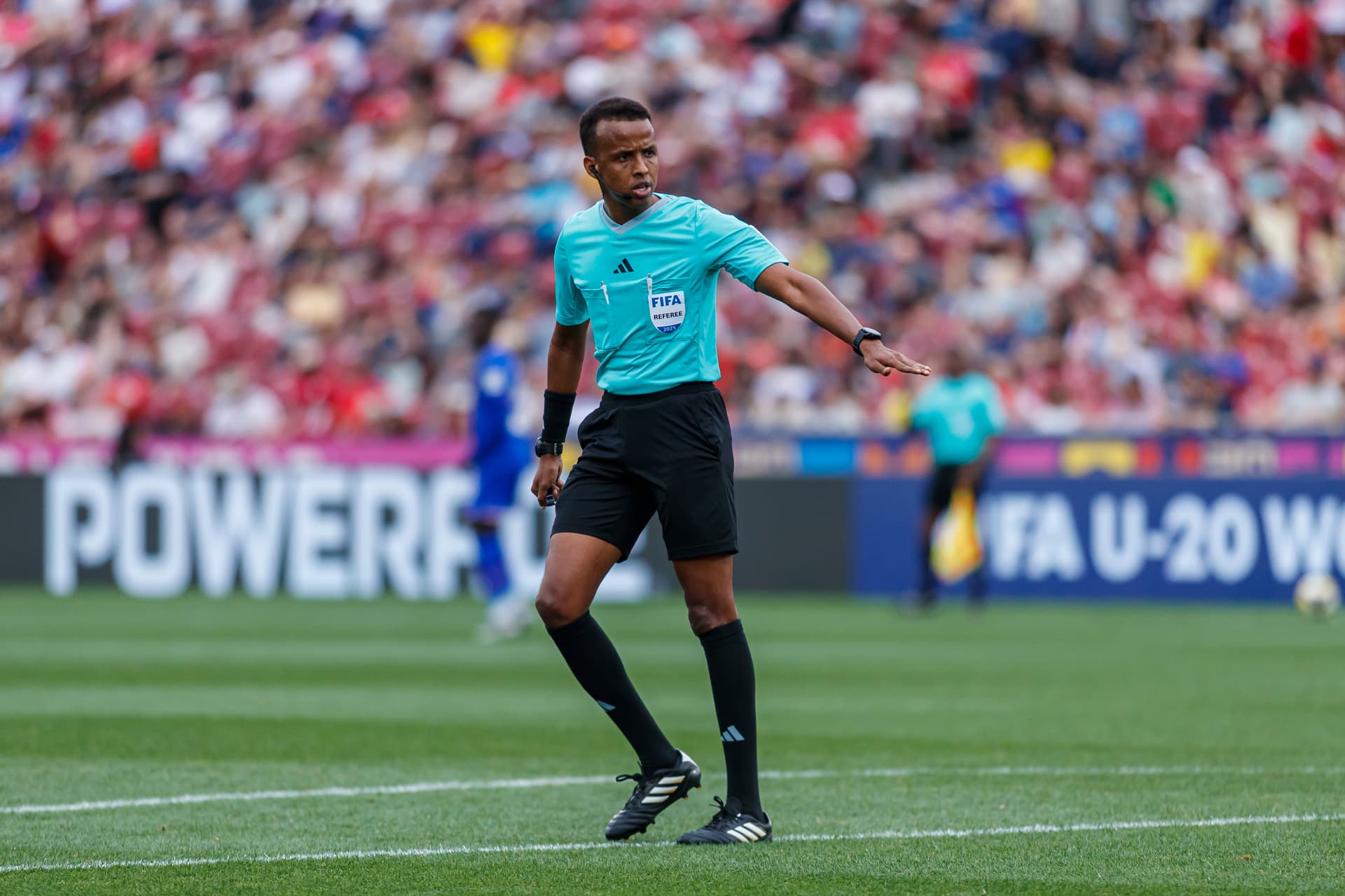 Martín Fonseca/Eurasia Sport Images/Getty Images Referee Omar Artan gestures during the FIFA U-20 World Cup Chile 2025 third place match between Colombia and France at Estadio Nacional Julio Martinez Pradanos on October 18, 2025 in Santiago, Chile.