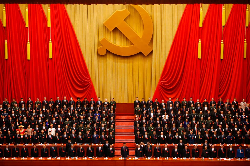 AP/Ng Han Guan President Xi Jinping, front row center, stands with his cadres during the closing ceremony for the 19th Party Congress at Beijing on October 24, 2017.