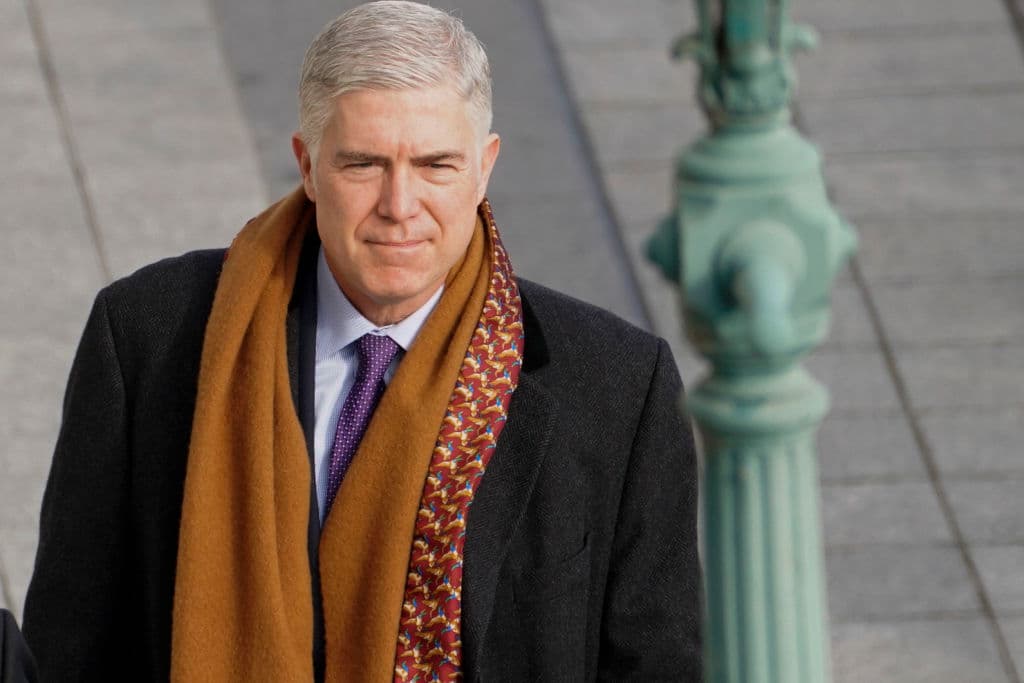 Melina Mara/pool/Getty Images Justice Neil Gorsuch at the Capitol on January 20, 2021.