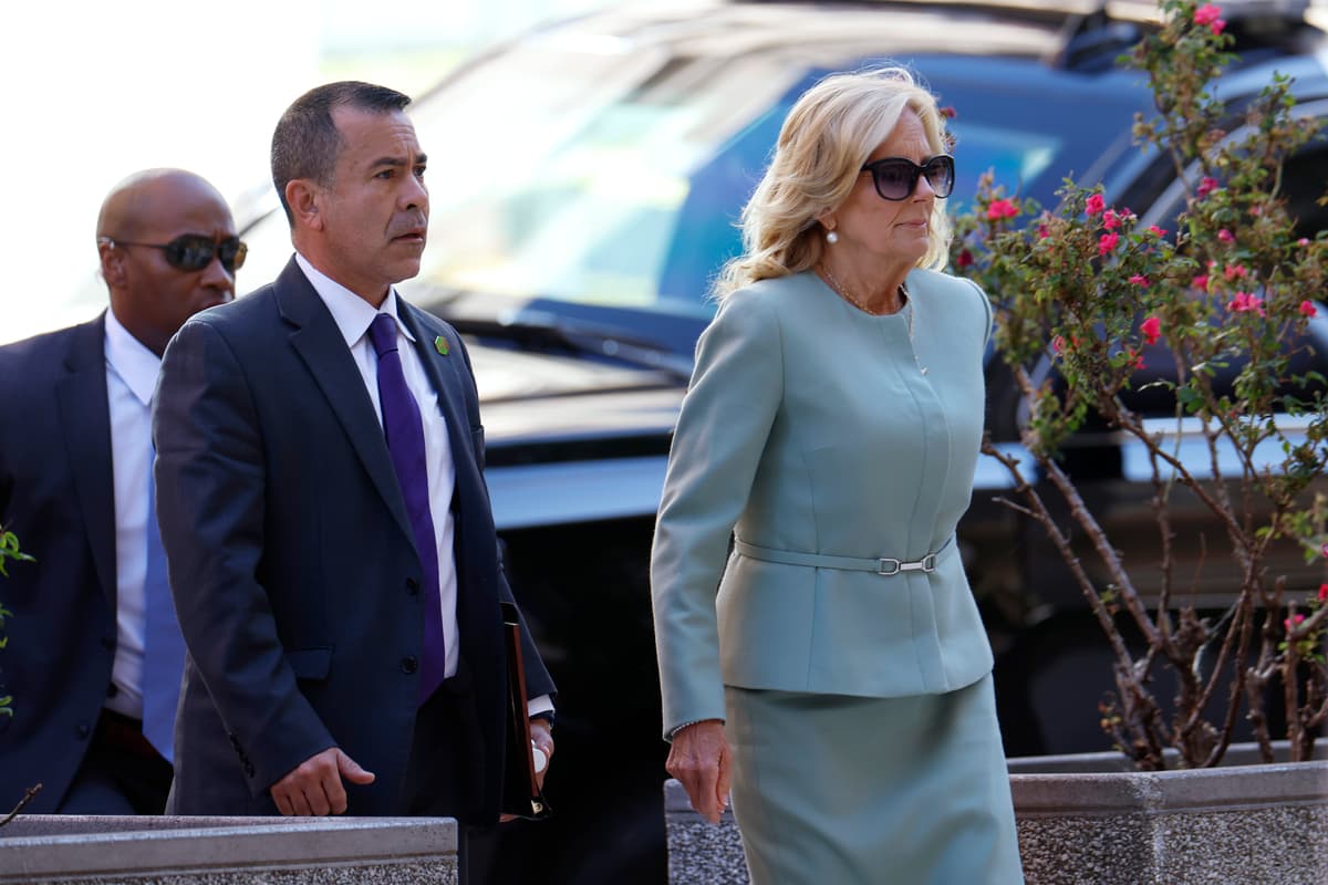 Anna Moneymaker/Getty Images The first lady, Jill Biden, and her senior advisor, Anthony Bernal, arrive at the J. Caleb Boggs Federal Building for the trial of Hunter Biden, June 4, 2024, in Wilmington, Delaware.