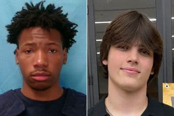 Frisco PD / X Karmelo Anthony, 17 (L), shown in his police booking photo, has been convicted in the stabbing death of Austin Metcalf, also 17.