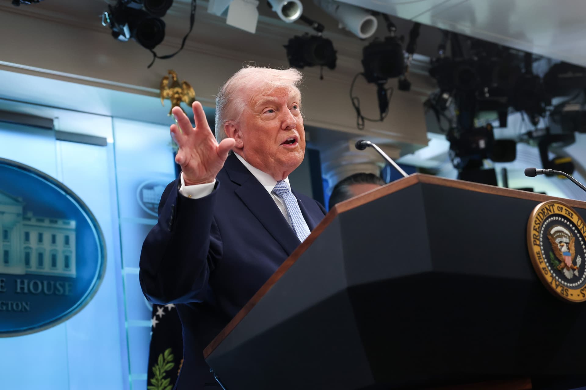 Anna Moneymaker/Getty Images President Trump at the White House on April 6, 2026.
