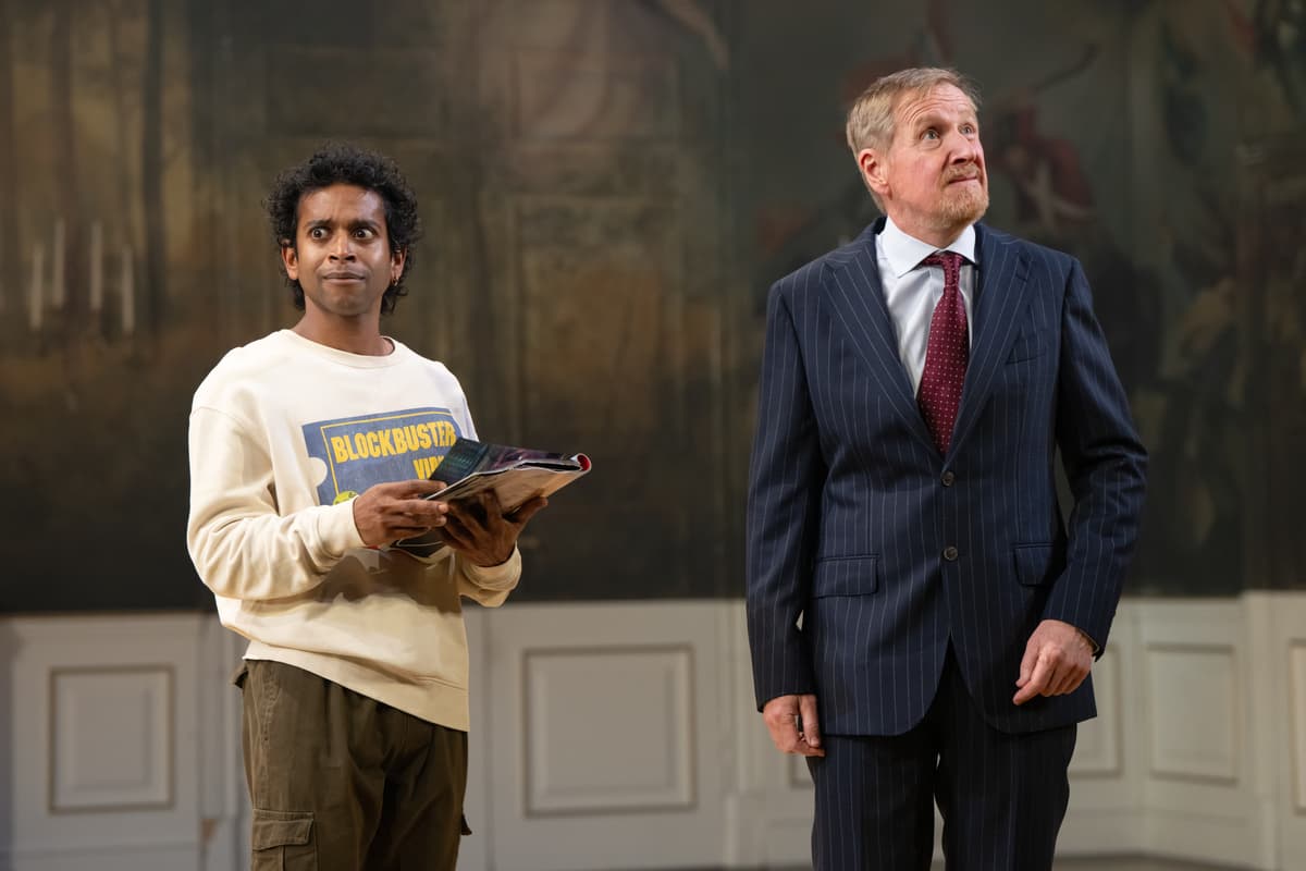 Julieta Cervantes Hiran Abeysekera and Matthew Cottle in 'Hamlet.'