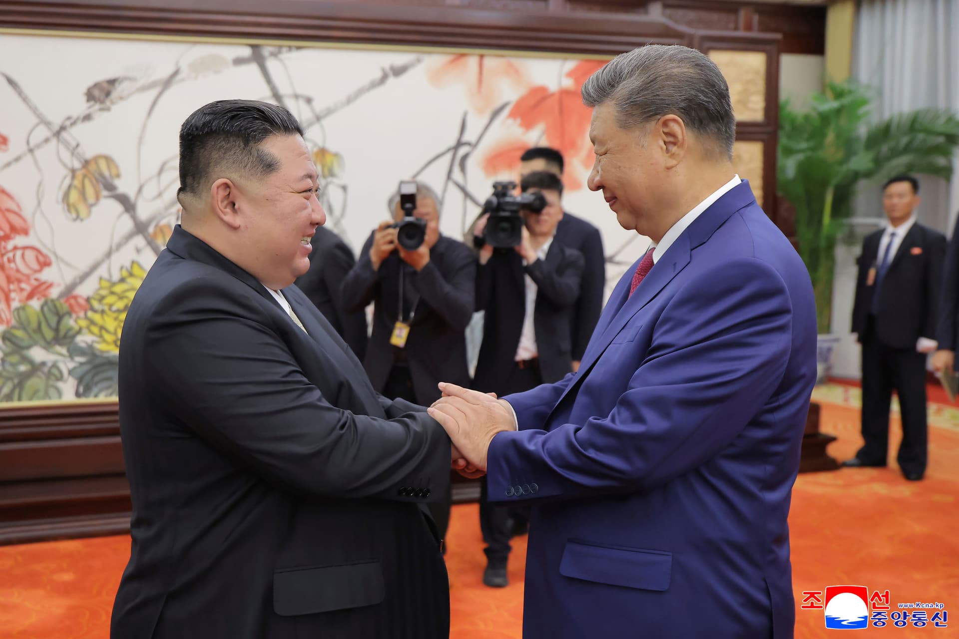 Korean Central News Agency/Korea News Service via AP In this photo provided by the North Korean government, North Korean leader Kim Jong-un, left, shakes hands with Chinese President Xi Jinping at Beijing on September 4, 2025.