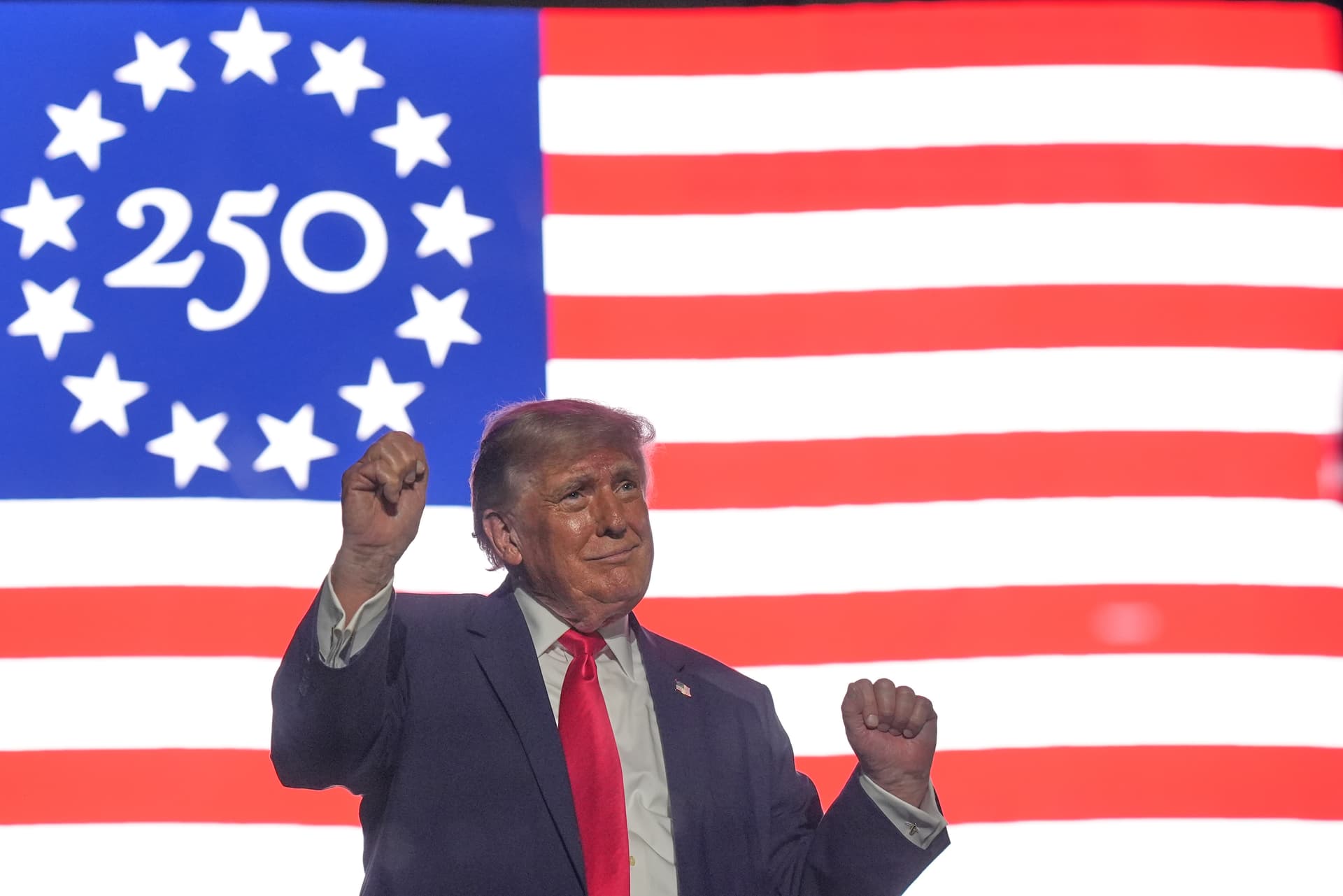 AP/Jacquelyn Martin President Trump at the opening of the Great American State Fair, June 24, 2026, on the National Mall at Washington.