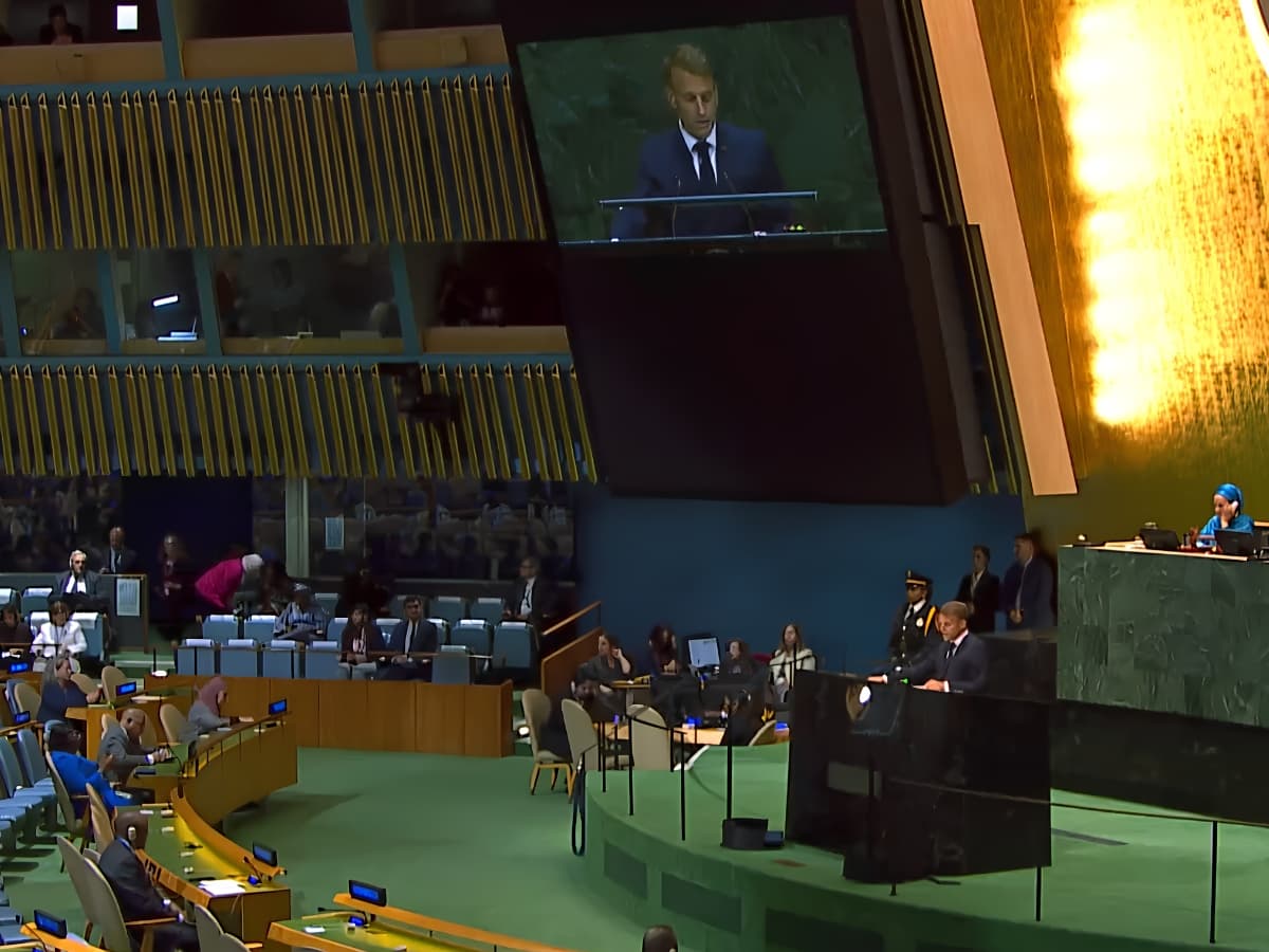 Emmanuel Macron via X President Emmanuel Macron of France addresses the UN General Assembly on September 22, 2026 at New York City.