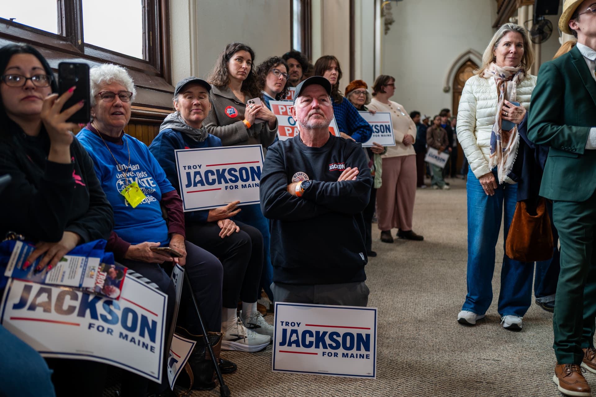 Spencer Platt/Getty Images People attend a campaign rally with Senator Bernie Sanders and Maine Democratic candidate for Senate Troy Jackson on October 11, 2026 at Lewiston, Maine.