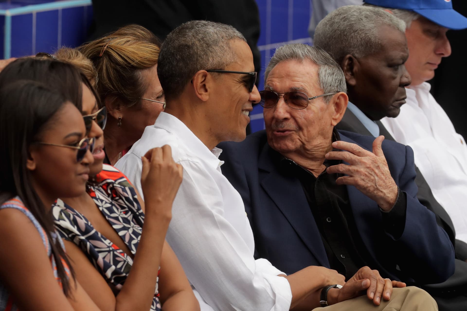 Chip Somodevilla/Getty Images President Obama, center, and President Raul Castro, right, at Havana for a baseball game between the Cuban national team and the Tampa Bay Devil Rays on March 22, 2016.