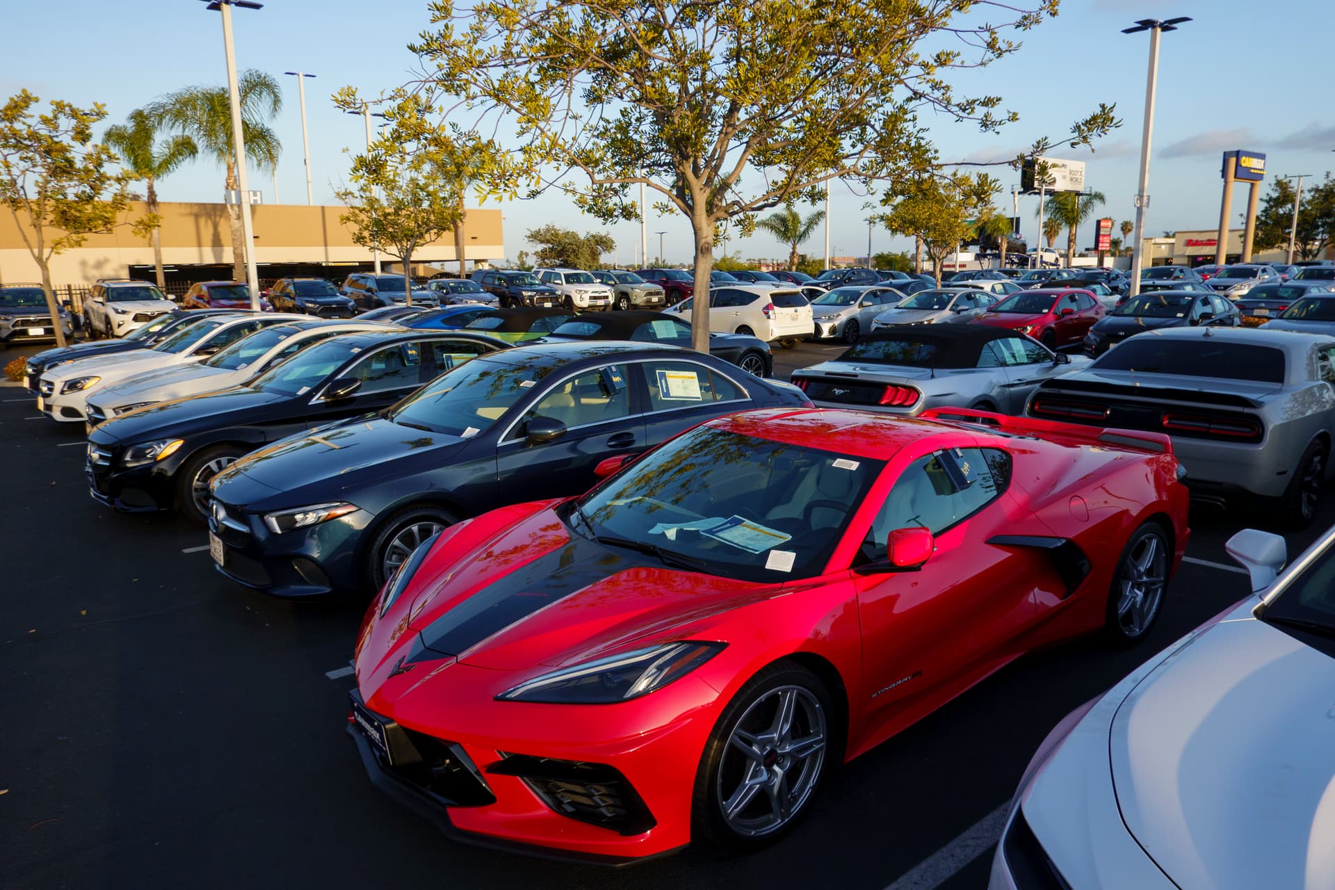 Kevin Carter/Getty Images Vehicles for sale are parked in a lot at a CarMax dealership at San Diego, California, on April 24, 2025.