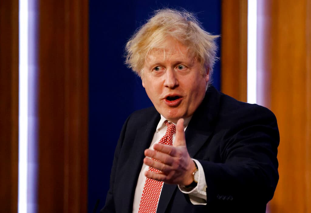 Tolga Akmen/pool via AP, file Britain's prime minister, Boris Johnson, at Downing Street, February 21, 2022.
