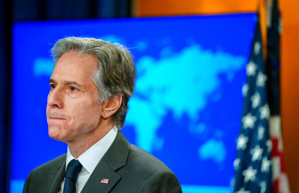 Secretary of State Blinken March 2, 2022. Elizabeth Frantz, pool via AP, file