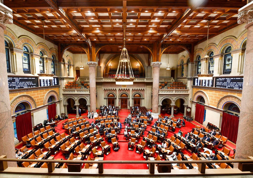 AP/Hans Pennink, file View of the assembly chamber during a legislative session at Albany, April 7, 2022.