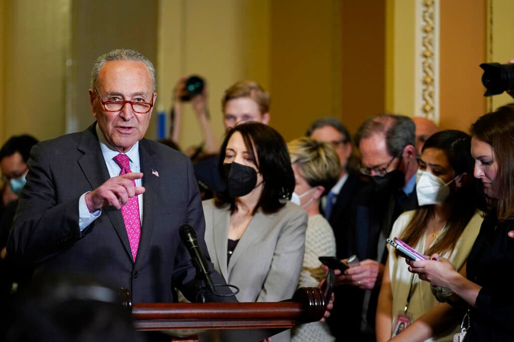 Senator Schumer at the Capitol April 26, 2022. AP/Mariam Zuhaib