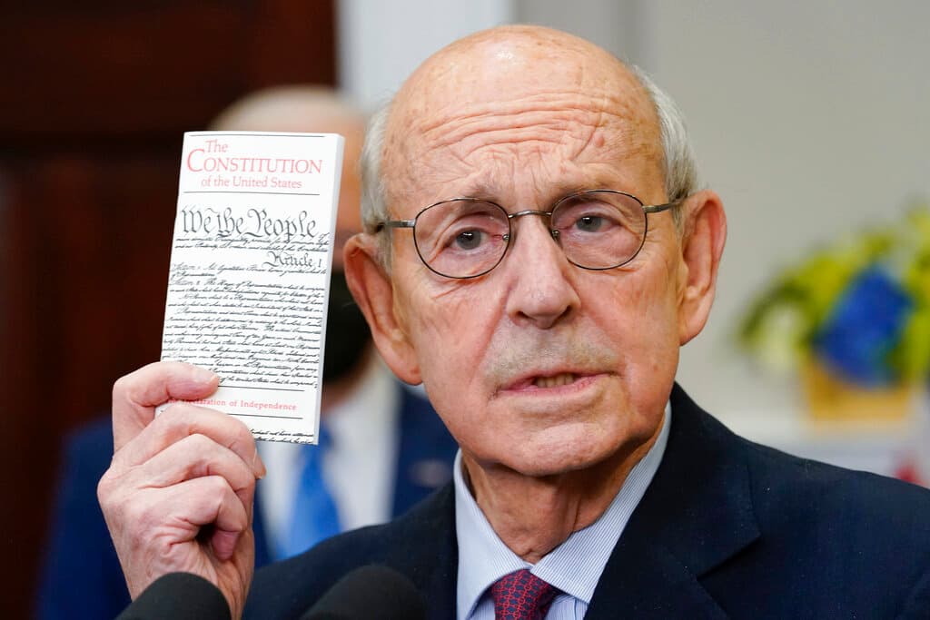 AP/Andrew Harnik Justice Stephen Breyer in January 2022.