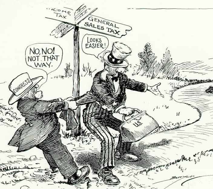 "No, No! Not That Way," political cartoon by Clifford Berryman, 1933 (detail). Wikimedia Commons