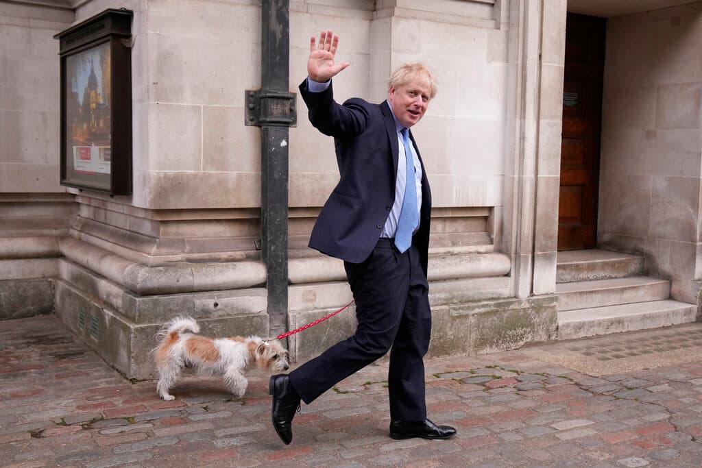 AP/Matt Dunham Prime Minister Johnson with his dog Dilyn.