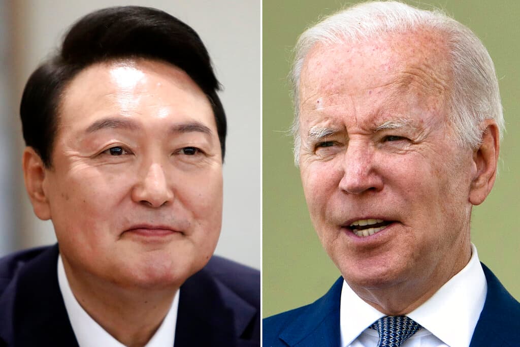 AP photos/file Presidents Yoon and Biden.