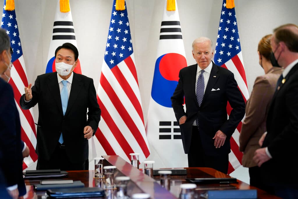 Presidents Yoon and Biden at the People's House May 21, 2022, in Seoul. AP/Evan Vucci The New York Sun