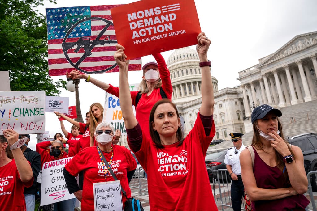 AP/J. Scott Applewhite Activists outside the Capitol demand action on gun control legislation on Thursday, May 26, 2022.