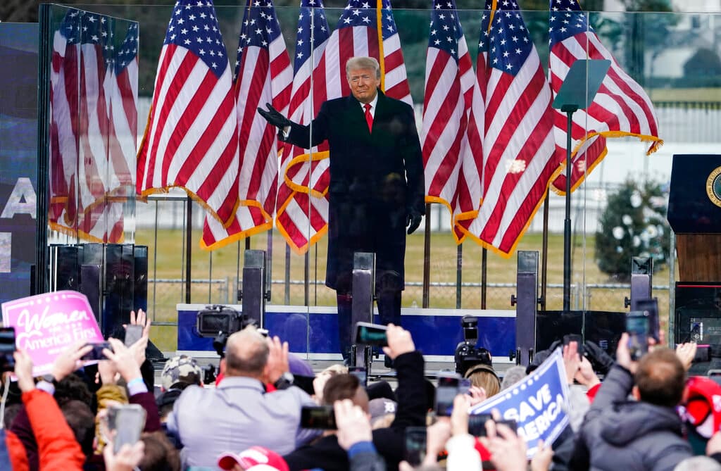 AP/Jacquelyn Martin, file President Trump arrives to speak during a rally on January 6, 2021.