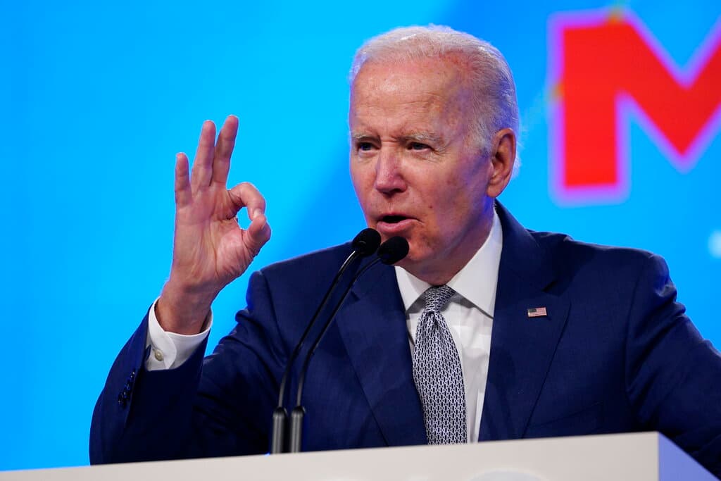President Joe Biden speak at the AFL-CIO convention in Philadelphia, Tuesday, June 14, 2022. (AP Photo/Susan Walsh)
