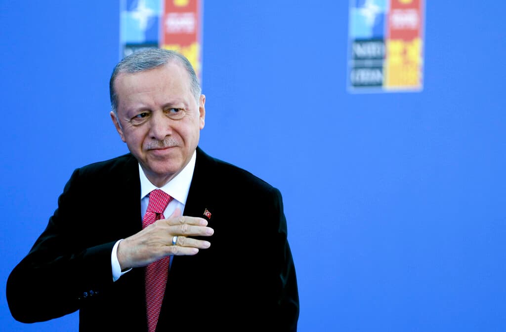 AP/Paul White President Erdogan arrives for the NATO summit at Madrid June 29, 2022.