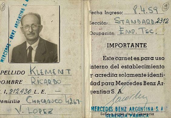 Via Wikimedia Commons Adolf Eichmann’s fake Argentinian ID.