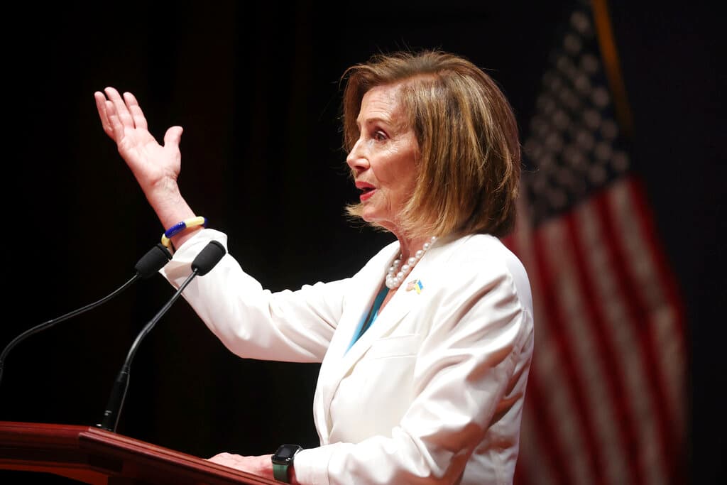 Michael Reynolds/pool via AP) Speaker Pelosi on Capitol Hill at Washington, July 20, 2022.