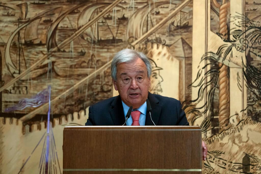 AP/Khalil Hamra The UN secretary-general, Antonio Guterres, at Dolmabahce Palace, Istanbul, July 22, 2022.