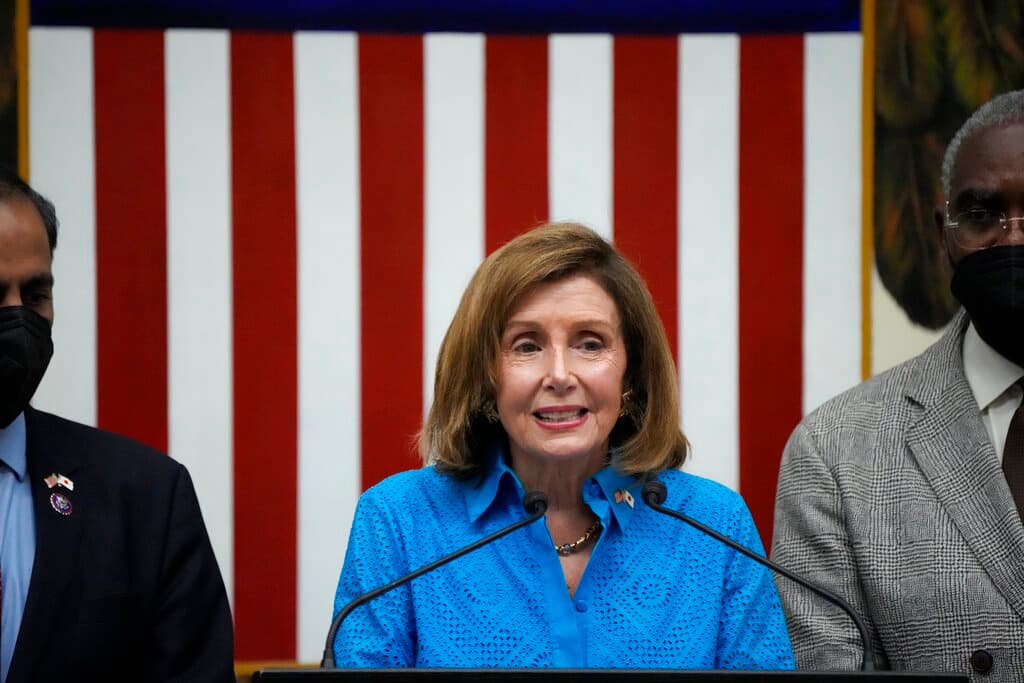 AP/Eugene Hoshiko Speaker Pelosi at the U.S. Embassy at Tokyo, August 5, 2022.