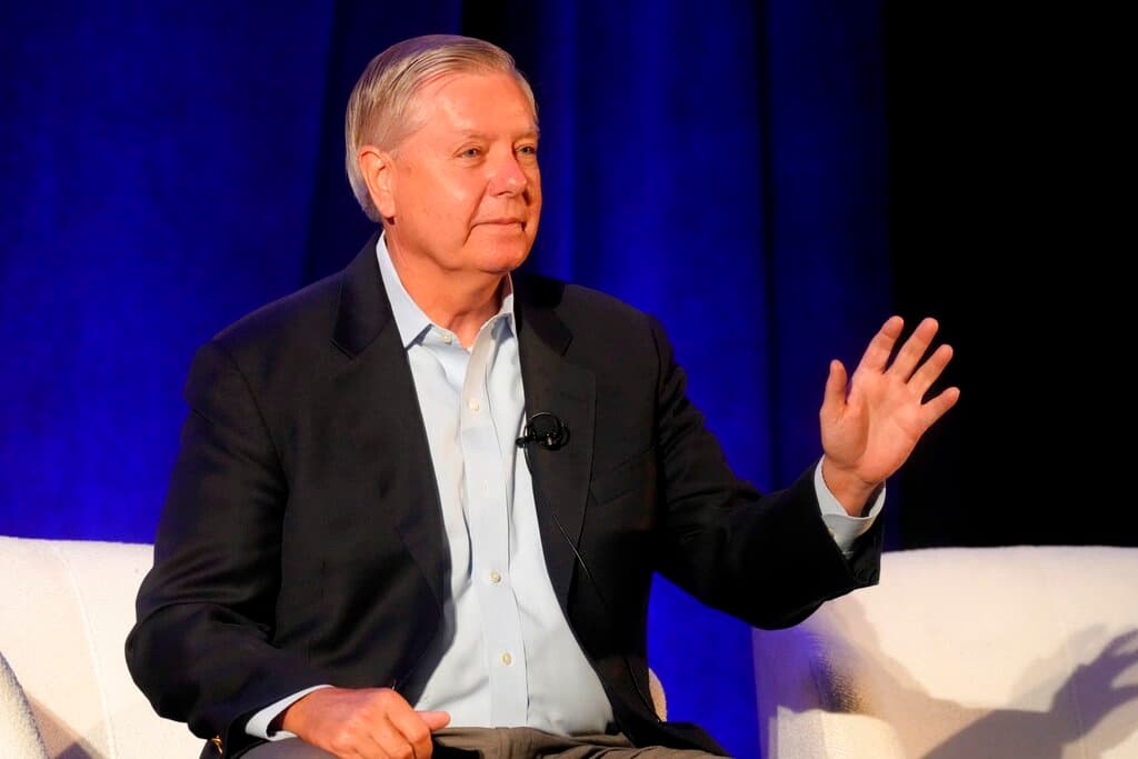 AP/Meg Kinnard Senator Graham on August 18, 2022, at Columbia, South Carolina.