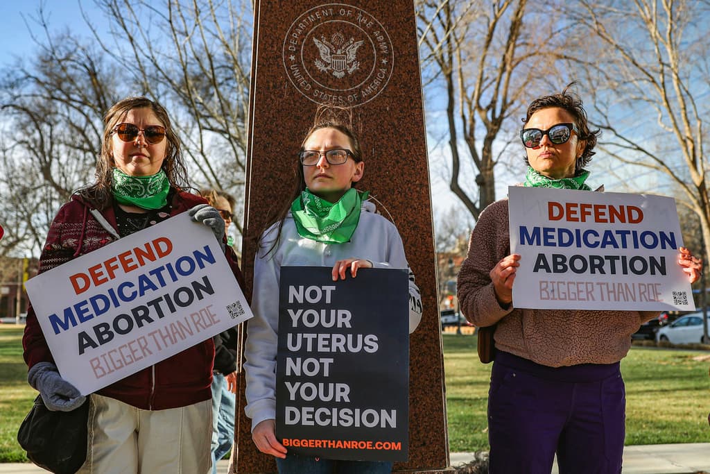 AP/David Erickson Protesters in support of access to abortion medication outside the Federal Courthouse on March 15, 2023 at Amarillo, Texas.