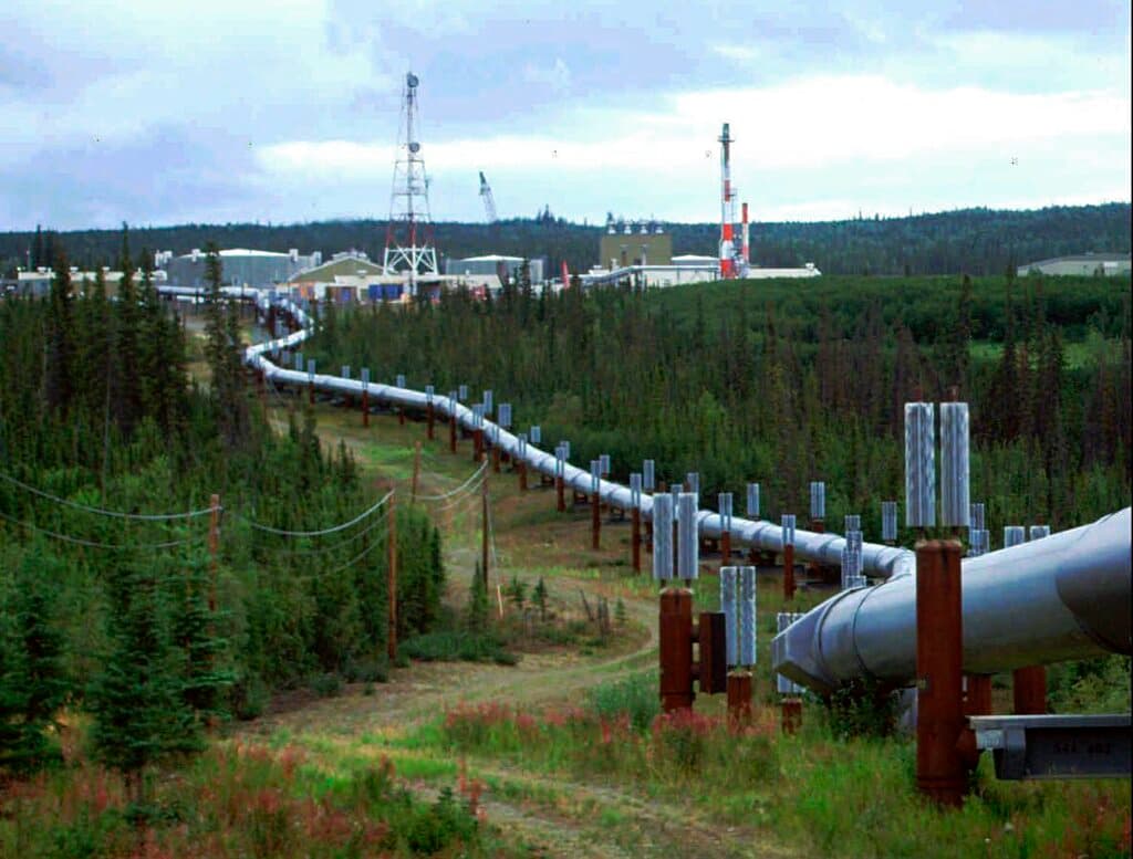 AP/Al Grillo, file The Trans-Alaska pipeline and pump station north of Fairbanks, Alaska.