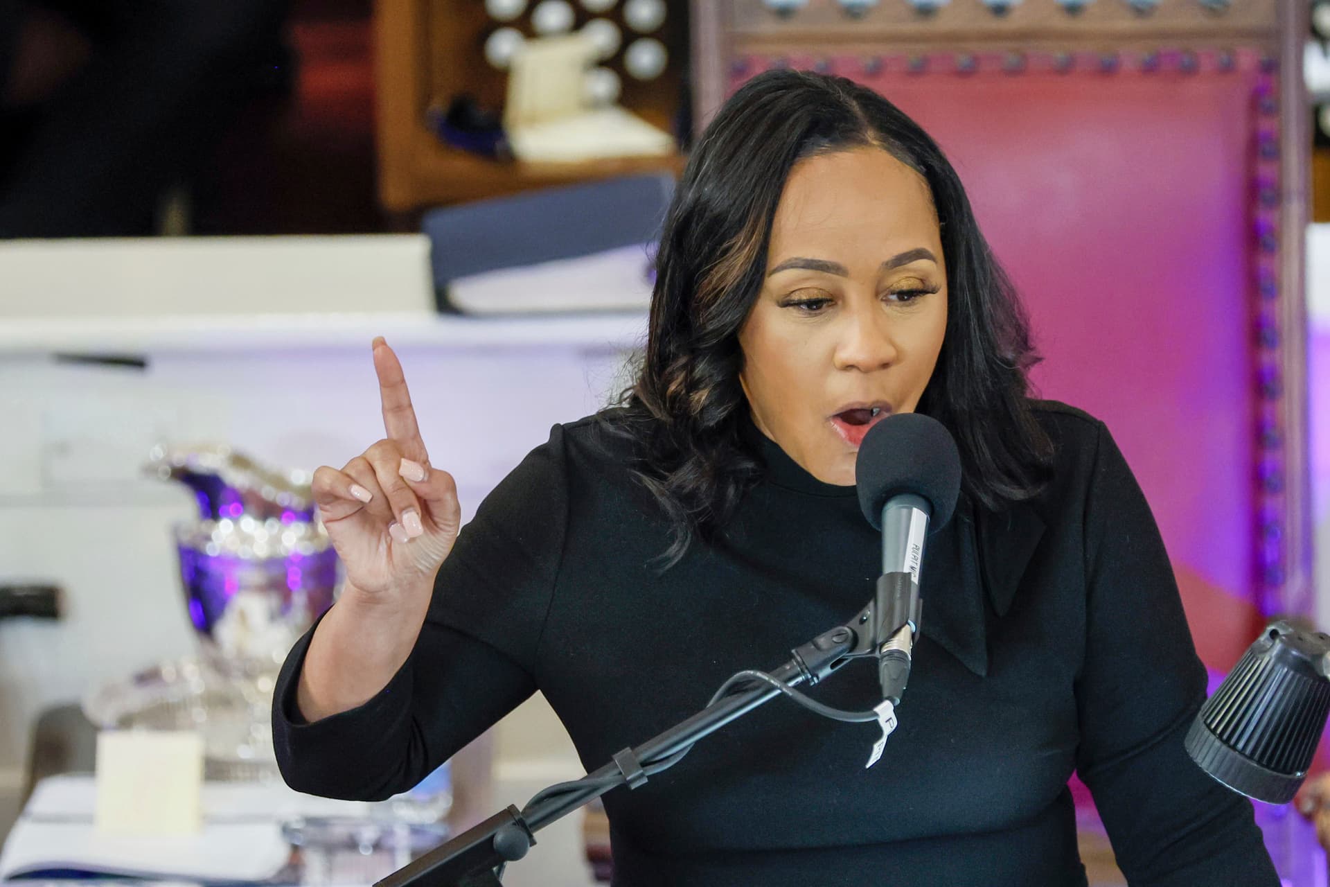 Miguel Martinez/Atlanta Journal-Constitution via AP The Fulton County District Attorney Fani Willis speaks on January 14, 2024, at Atlanta.