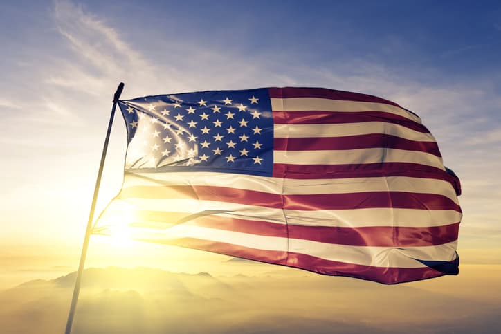 Getty Images An American flag at dawn.