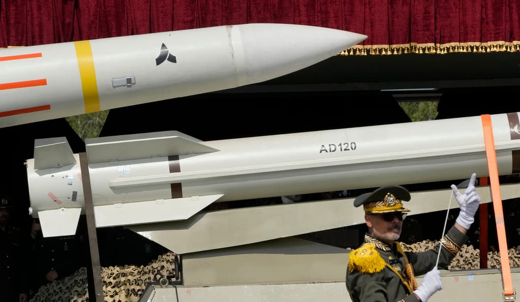 AP/Vahid Salemi Missiles at an Iranian military base at northern Tehran, April 17, 2024.