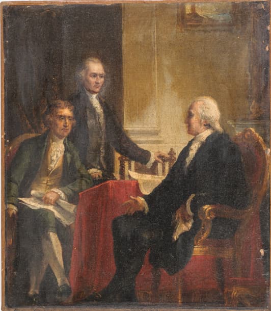 U.S. Senate Collection Constantino Brumidi, 'Sketch, George Washington with Jefferson and Hamilton,' circa 1872.