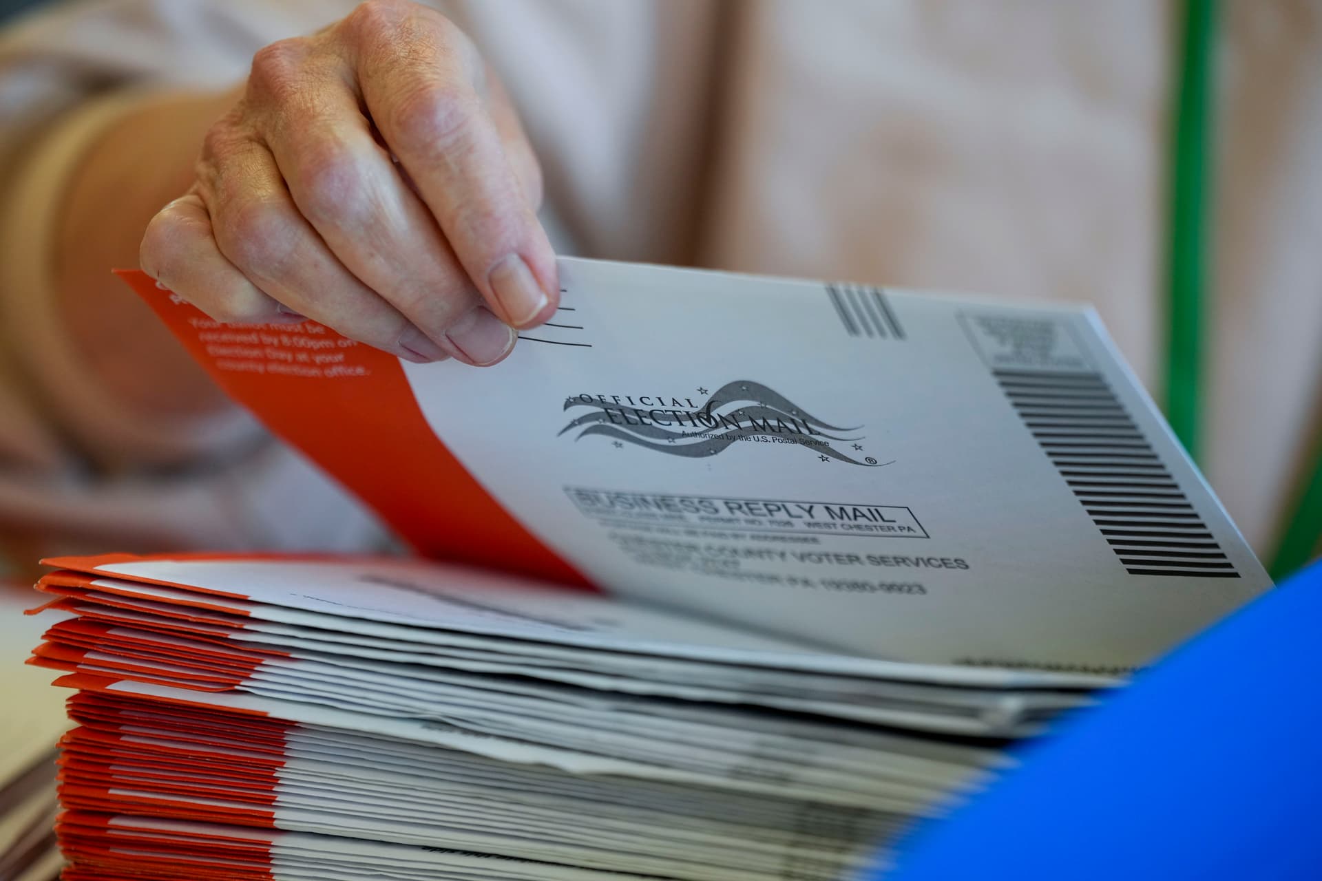 AP/Matt Slocum Processing mail-in ballots for the 2024 General Election in Pennsylvania.