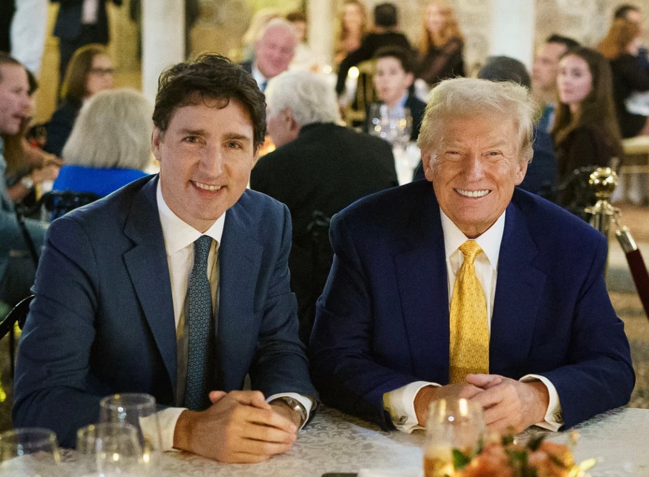 X.com Prime Minister Justin Trudeau and President Trump at Mar-a-Lago in December 2024.