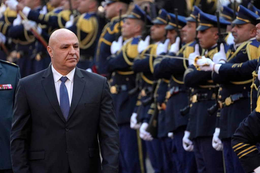 AP/Hussein Malla Lebanese president, Joseph Aoun reviews the honor guard upon his arrival at the Lebanese parliament, at Beirut, January 9, 2025.