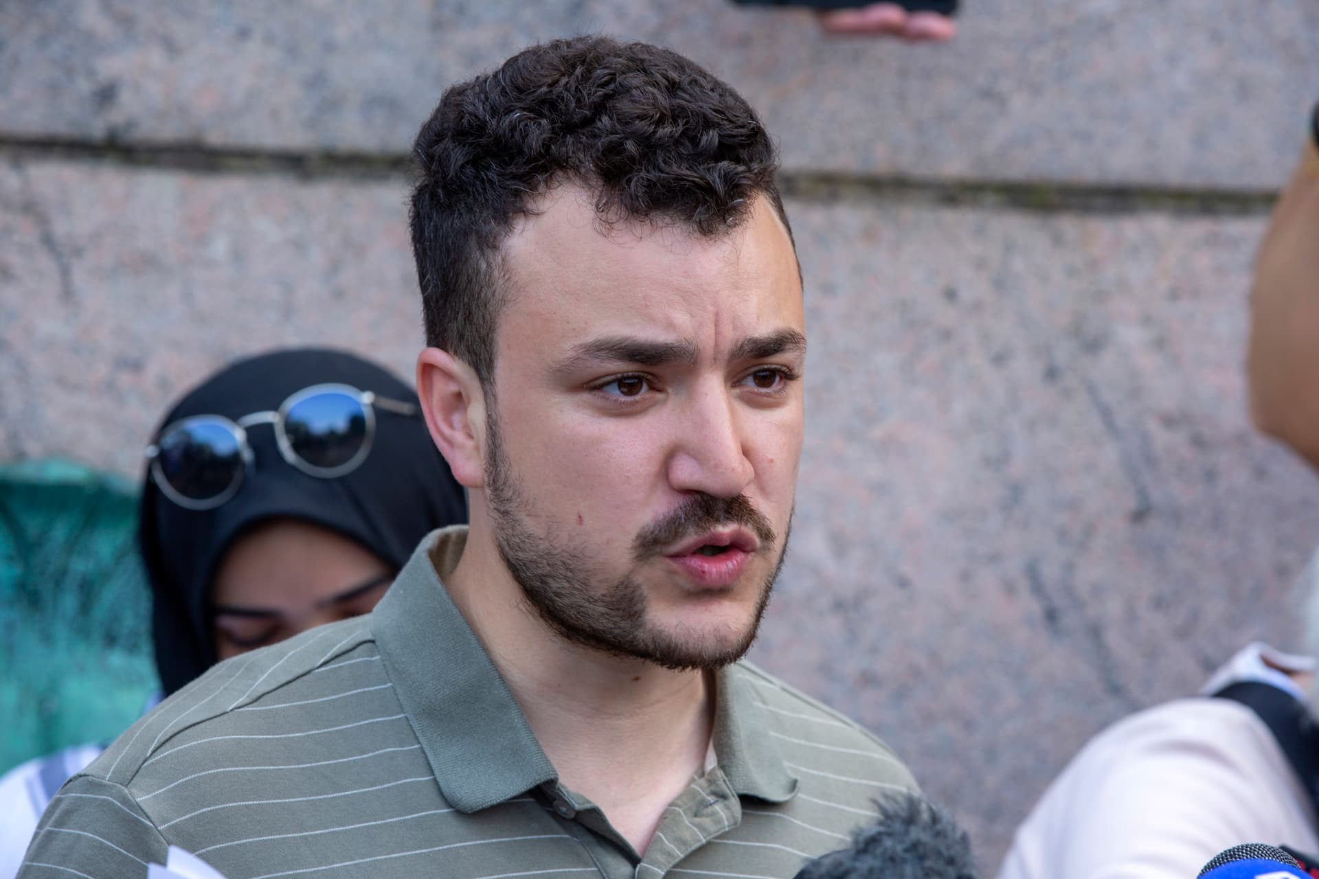 AP/Ted Shaffrey Mahmoud Khalil on the Columbia University campus at a pro-Palestinian protest encampment on April 29, 2024.
