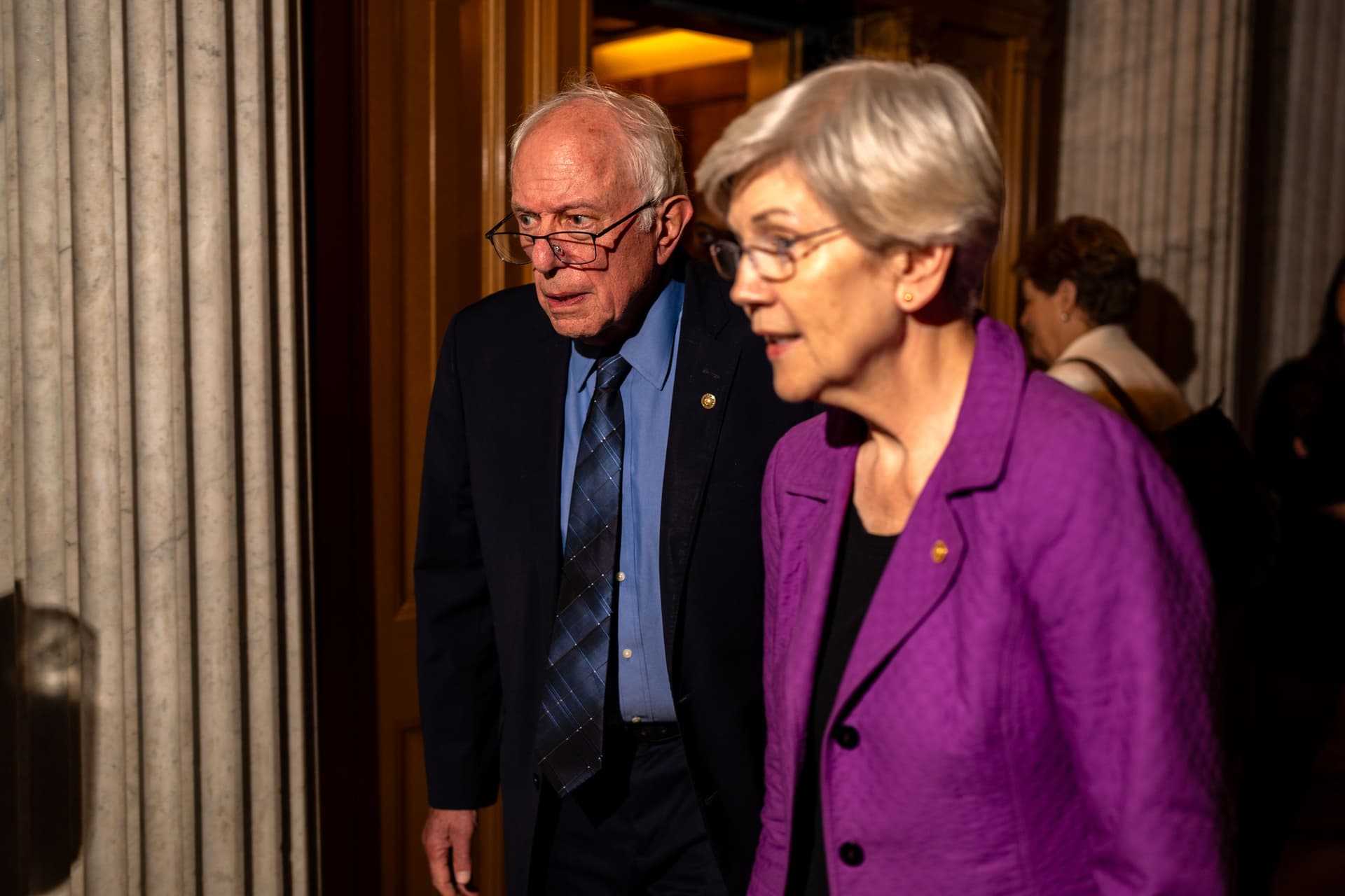Kent Nishimura/Getty Images Senators Bernie Sanders and Elizabeth Warren arrive for a vote at the Capitol on September 25, 2024.