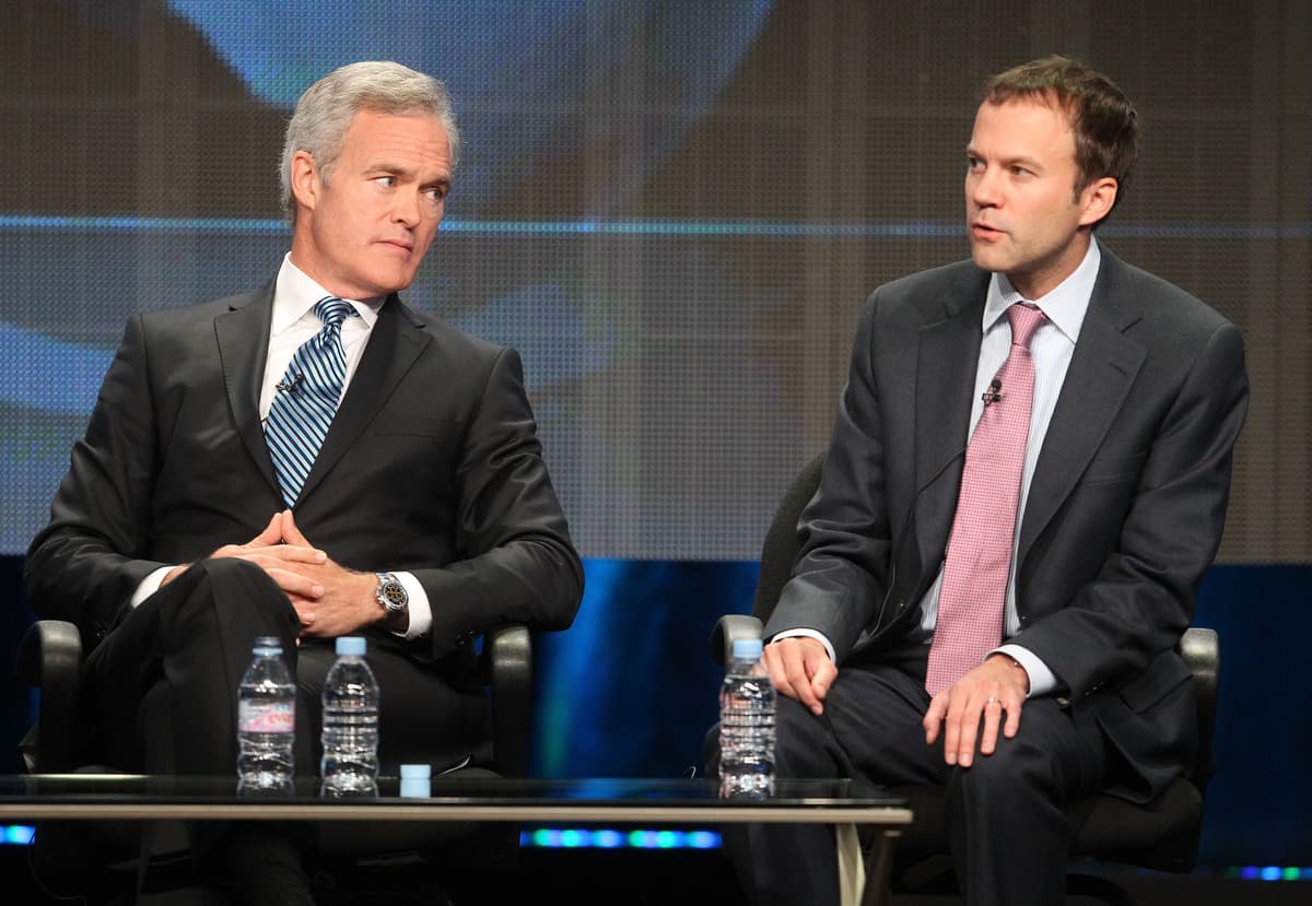 Frederick M. Brown/Getty Images Then-CBS anchor and managing editor Scott Pelley (L) and then-President of CBS News David Rhodes speak during the 'CBS Evening News Presentation' panel during the CBS portion of the 2011 Summer TCA Tour held at the Beverly Hilton Hotel on August 3, 2011 in Beverly Hills, California.