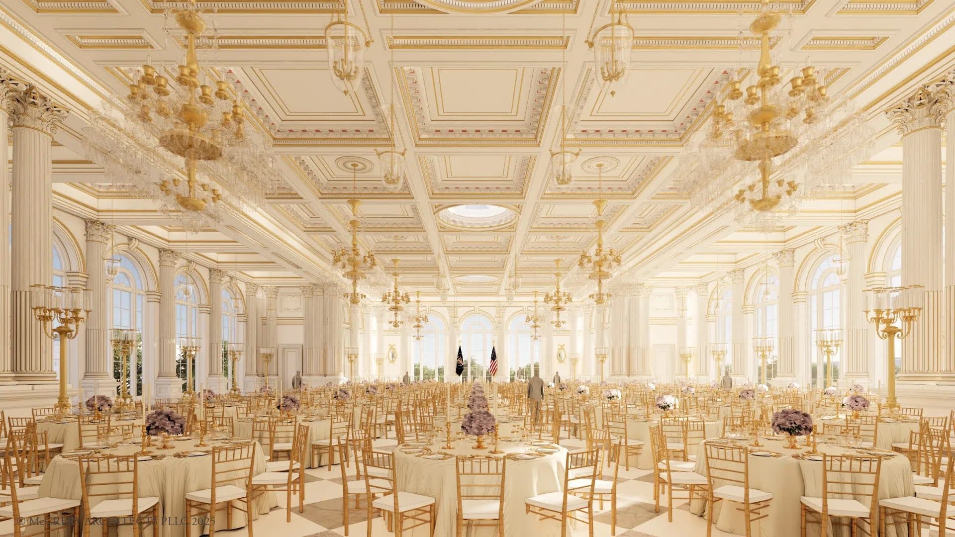 Via the White House The Trump administration has collected $200 million for a golden ballroom at the White House.