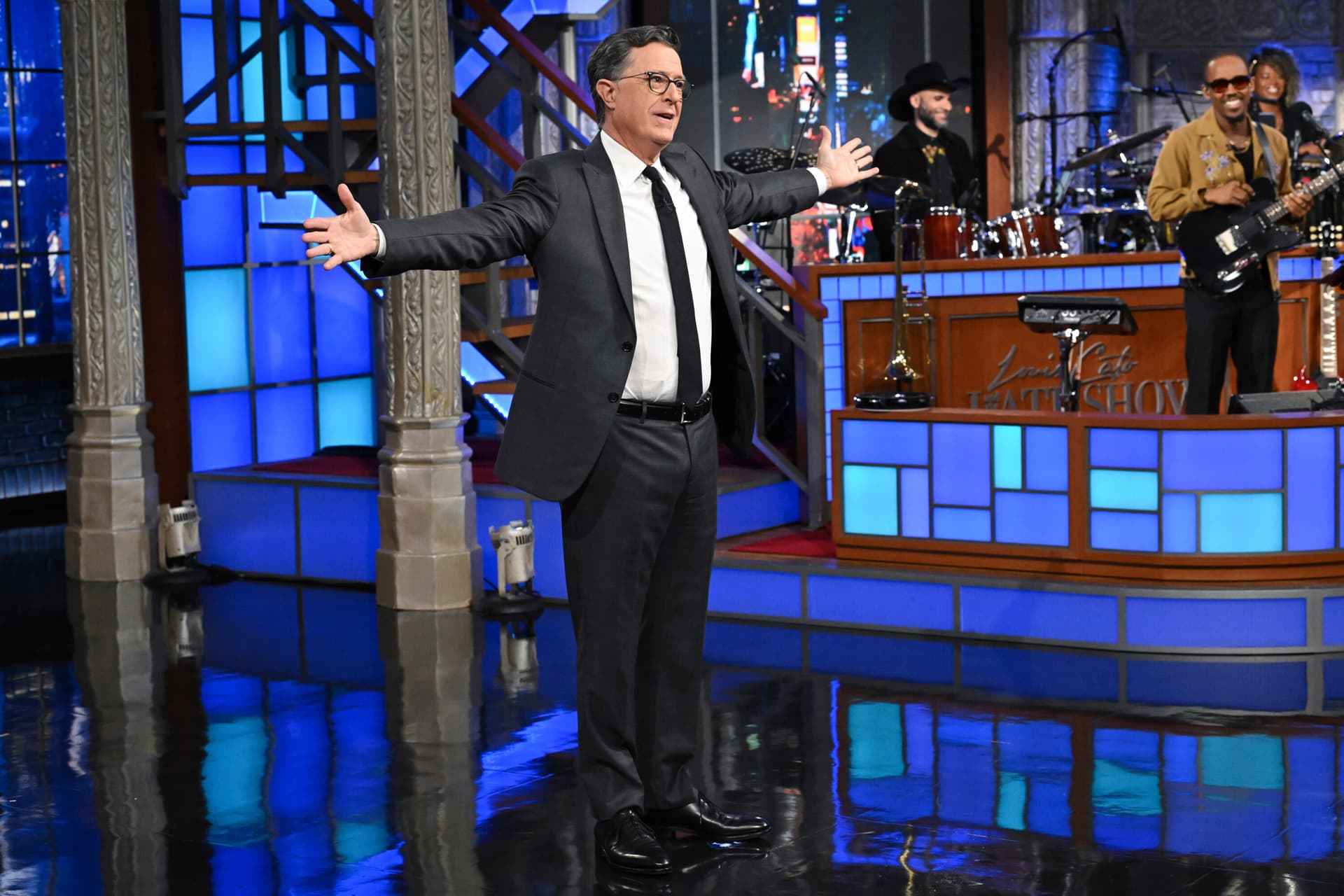 Scott Kowalchyk/CBS via AP Stephen Colbert during a taping of "The Late Show" on July 21, 2025, at New York.