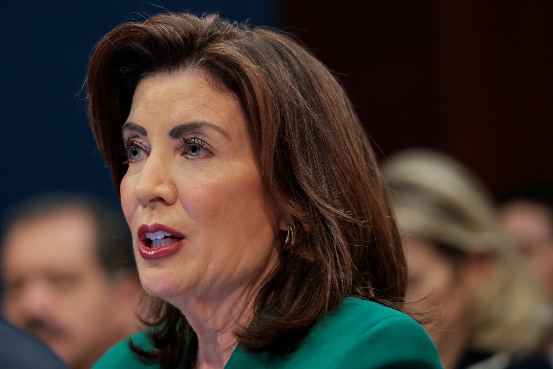 Anna Moneymaker/Getty Images Governor Hochul at the Capitol on June 12, 2025.