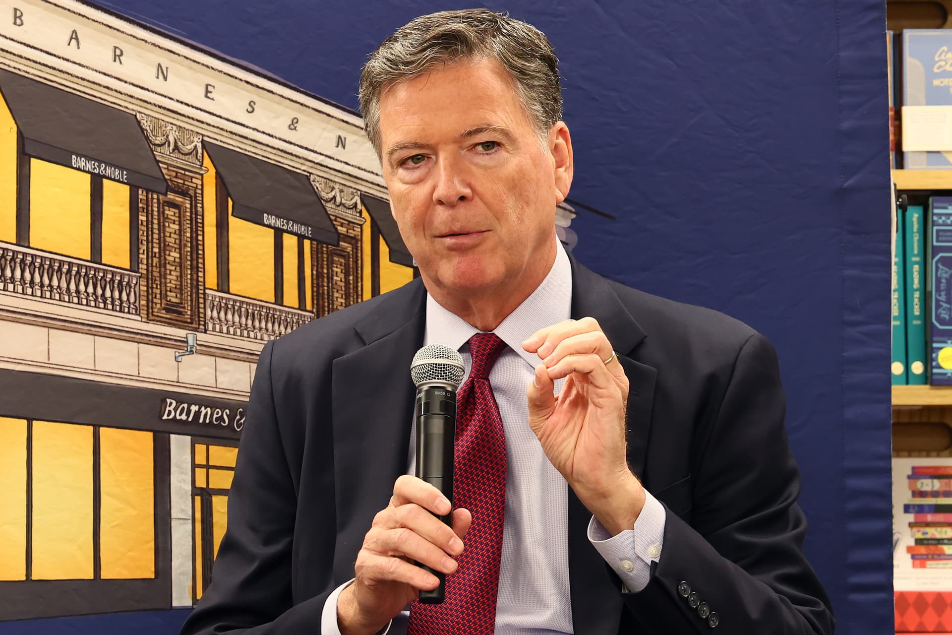 Michael M. Santiago/Getty Images A former FBI Director, James Comey, speaks at the Barnes & Noble Upper West Side on May 19, 2025 at New York City.