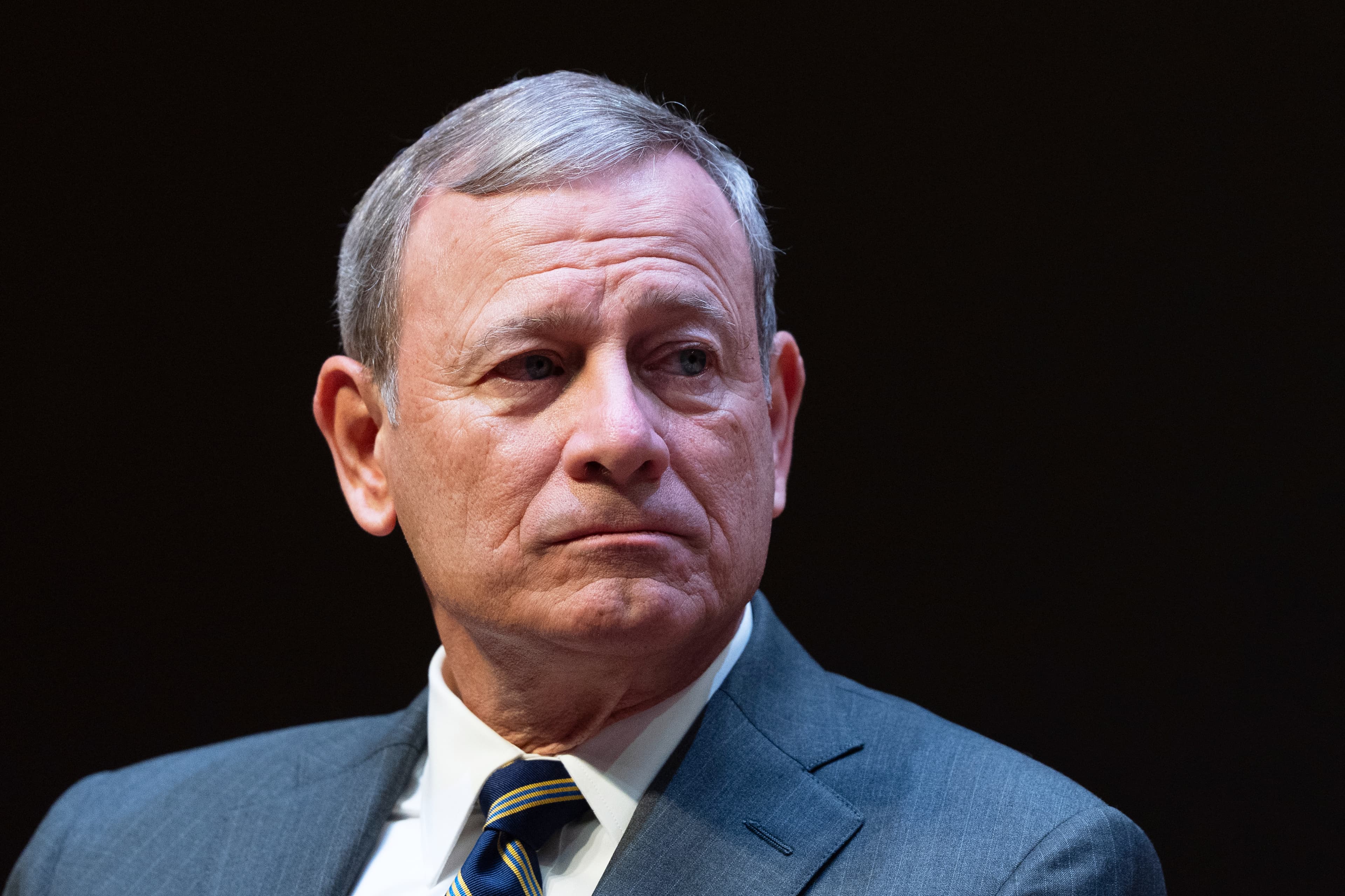 Chief Justice Roberts speaks to the graduating class at the Georgetown Law School at Washington, D.C., on May 12, 2025. Chief Justice Roberts speaks to the graduating class at the Georgetown Law School at Washington, D.C., on May 12, 2025.