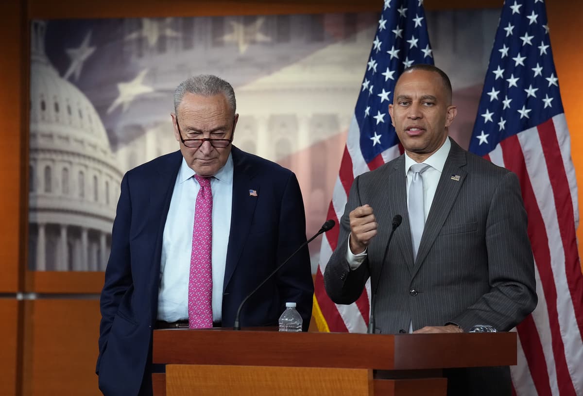 Kevin Dietsch/Getty Images Senator Charles Schumer and Congressman Hakeem Jeffries at the Capitol on June 11, 2025.