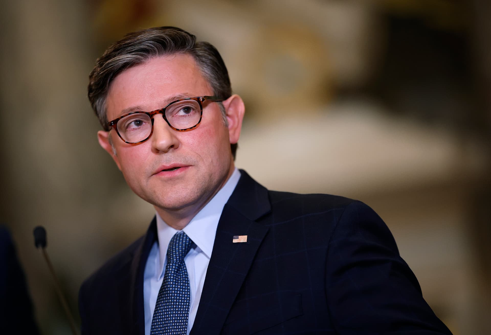 Kevin Dietsch/Getty Images Speaker Mike Johnson at the Capitol.